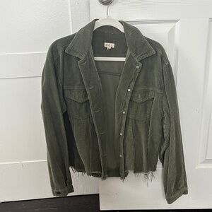 POL Olive Corduroy Utility Jacket